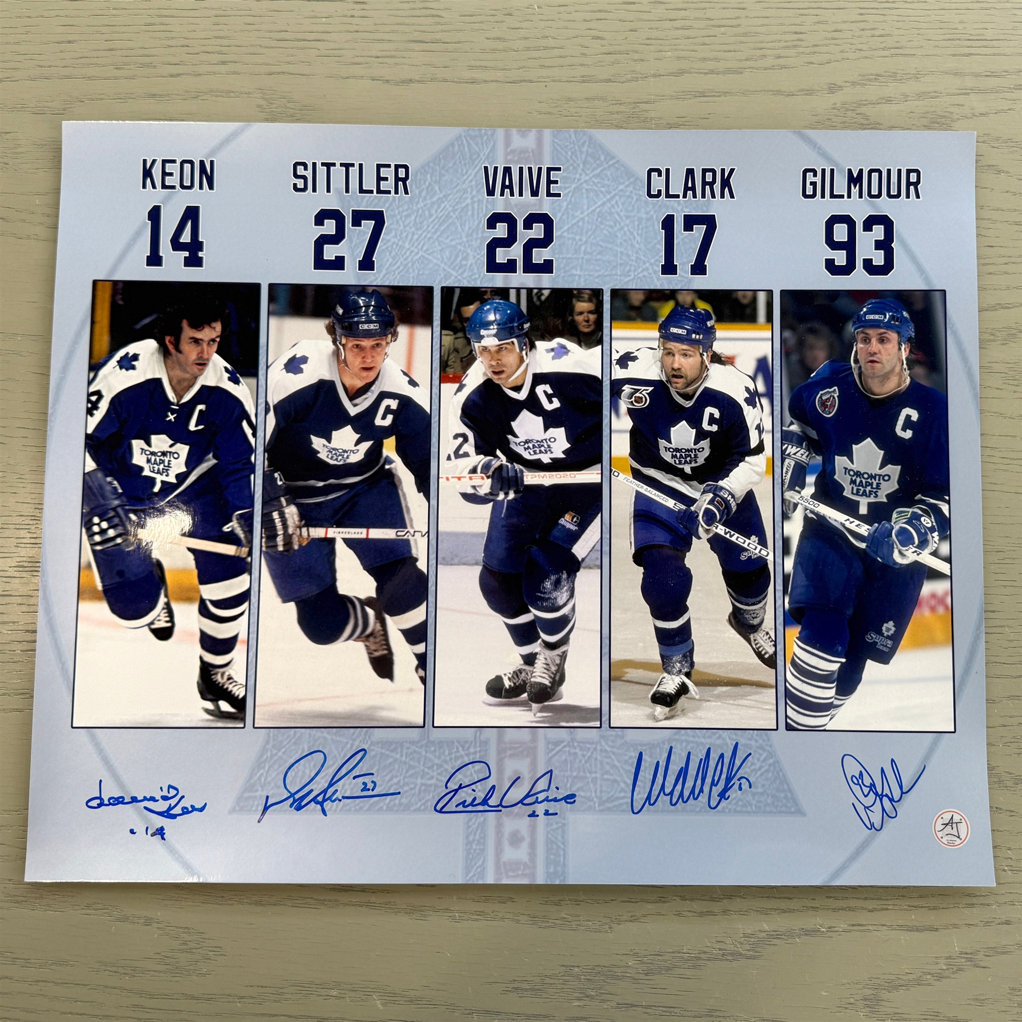 Toronto Maple Leafs Signed Captains Keon Sittler Vaive Clark Gilmour 16x20 Photo