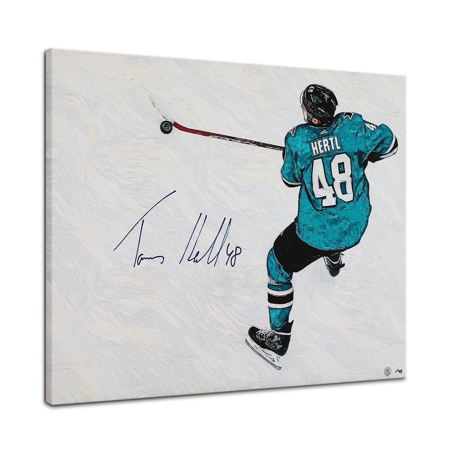 Tomas Hertl Signed San Jose Aerial Rink View 26x32 Art Canvas /48