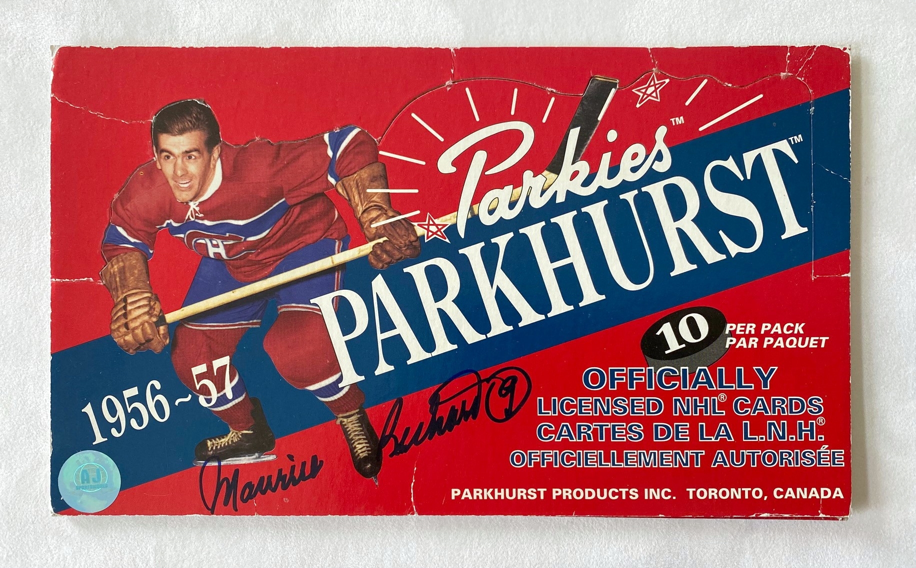 Maurice Richard Signed 1994-95 Parkhurst Reprints Parkies Hockey Card Box 