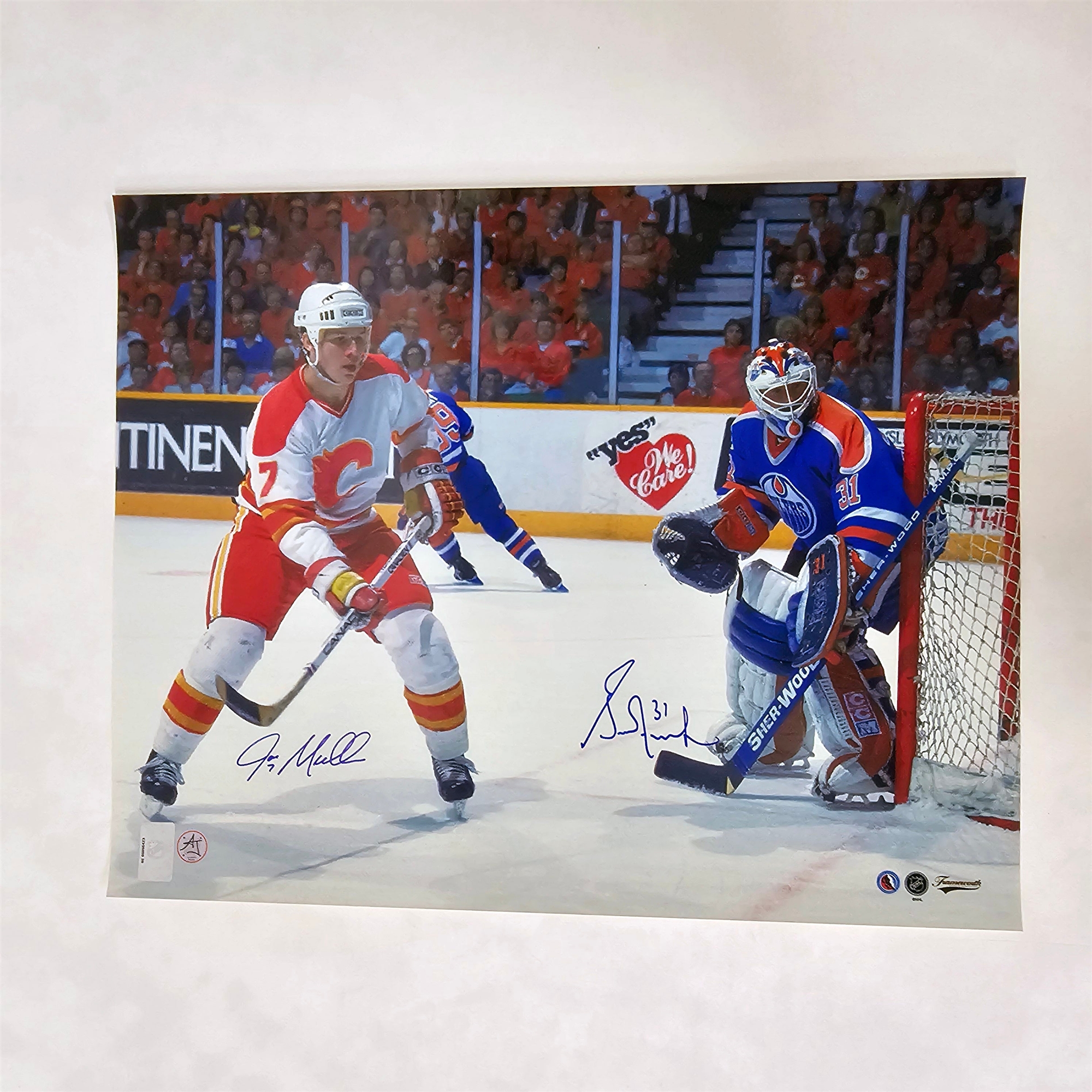 Grant Fuhr & Joe Mullen Dual Signed Battle Of Alberta 16x20 Photo