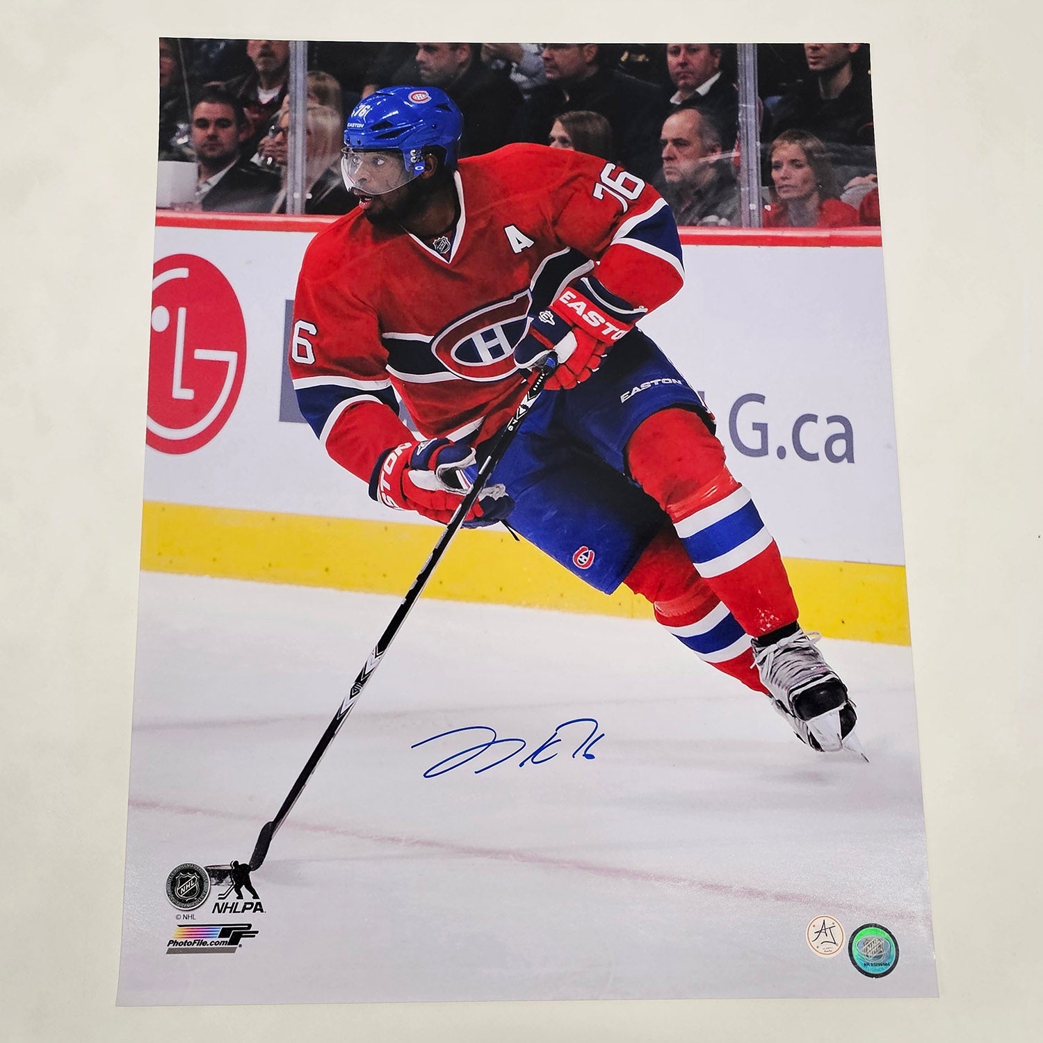 PK Subban Autographed Montreal Canadiens Puck Rush 16x20 Photo