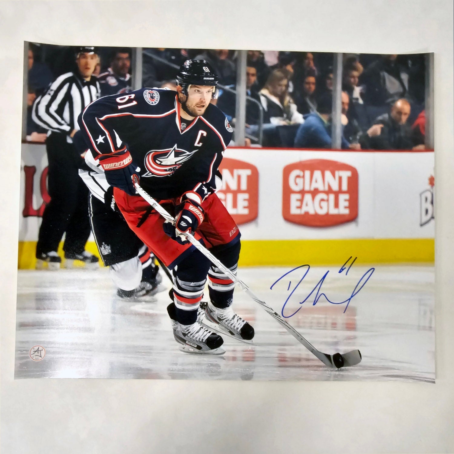 Rick Nash Autographed Columbus Blue Jackets Puck Rush 16x20 Photo