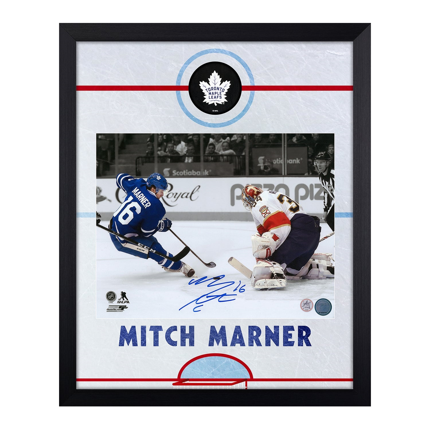 Mitch Marner Autographed Toronto Maple Leafs Graphic Rink 19x23 Frame