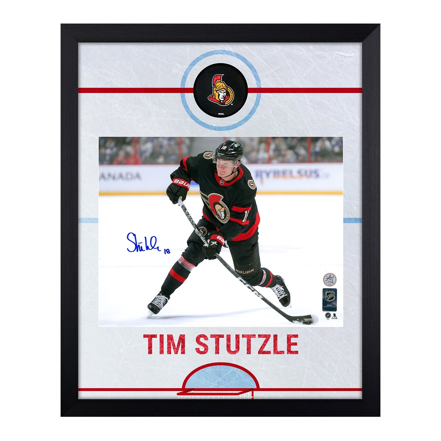 Tim Stutzle Signed Ottawa Senators Graphic Rink 19x23 Frame