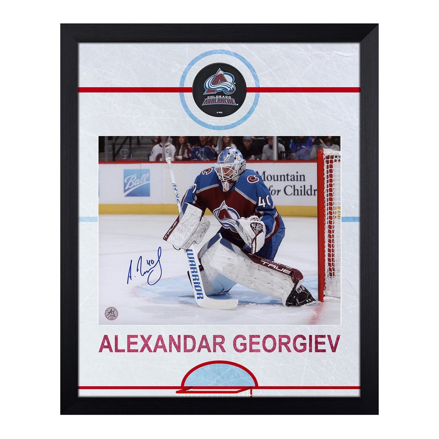 Alexandar Georgiev Signed Colorado Avalanche Graphic Rink 19x23 Frame