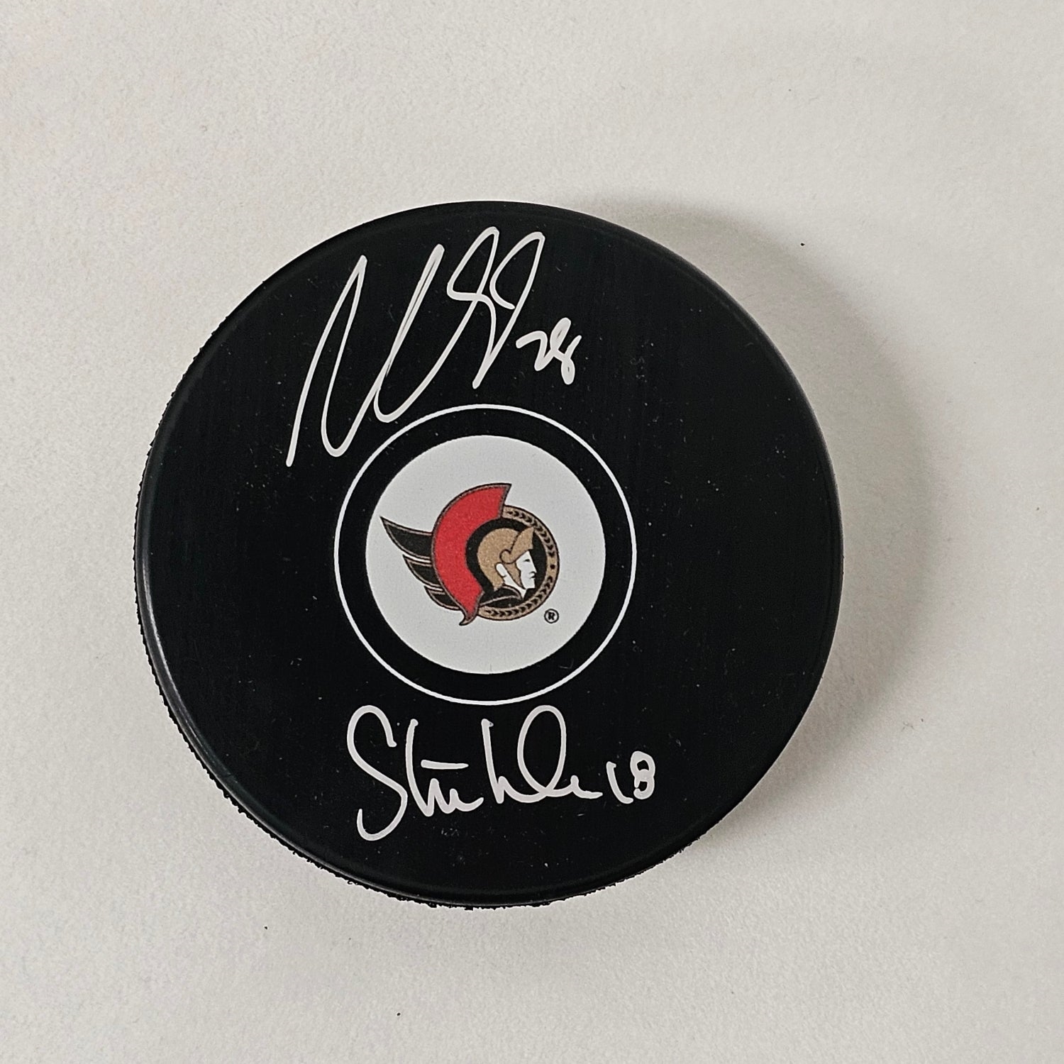 Claude Giroux & Tim Stutzle Dual Signed Ottawa Senators Hockey Puck