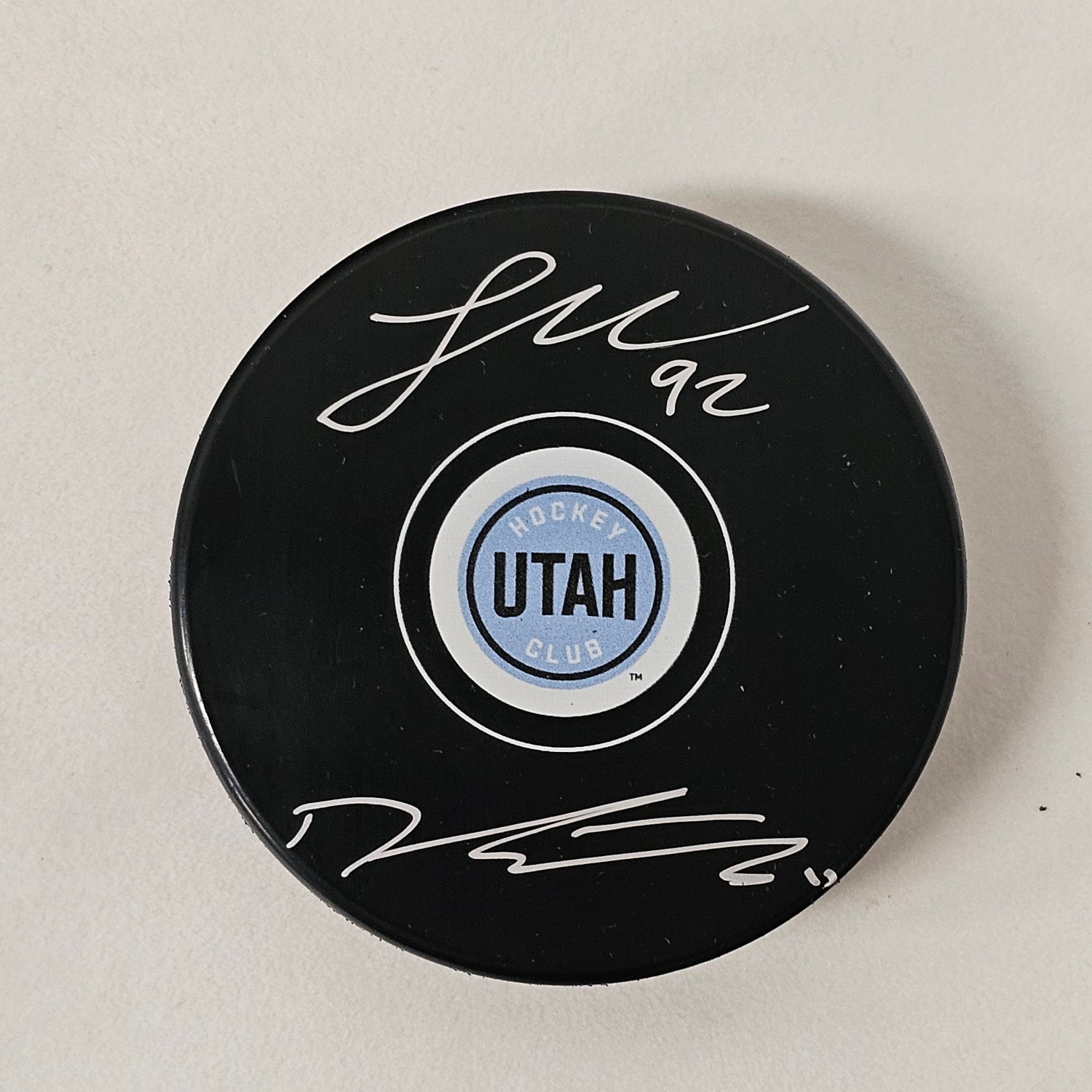 Logan Cooley & Dylan Guenther Dual Signed Utah Hockey Club Puck