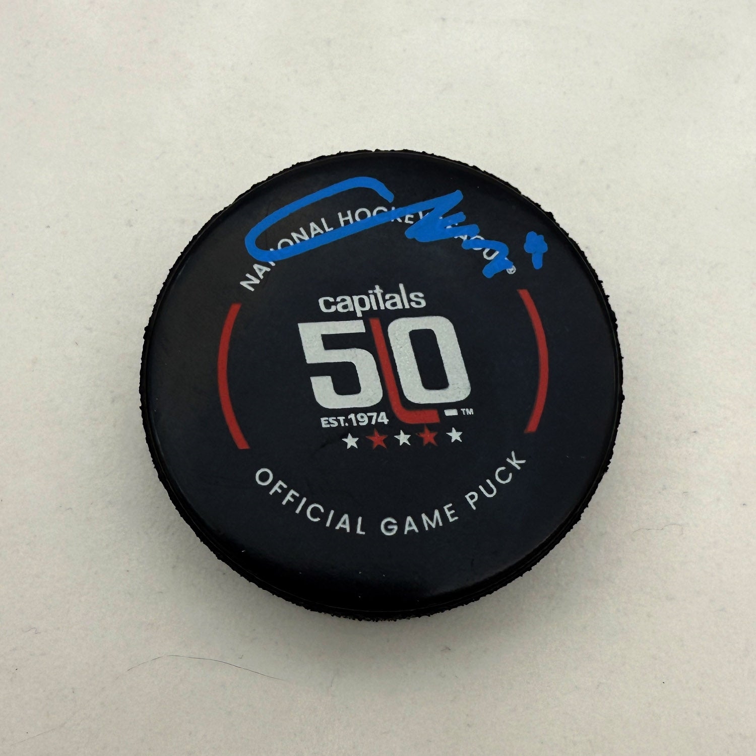 Connor McMichael Signed Washington Capitals Anniversary Official Game Puck