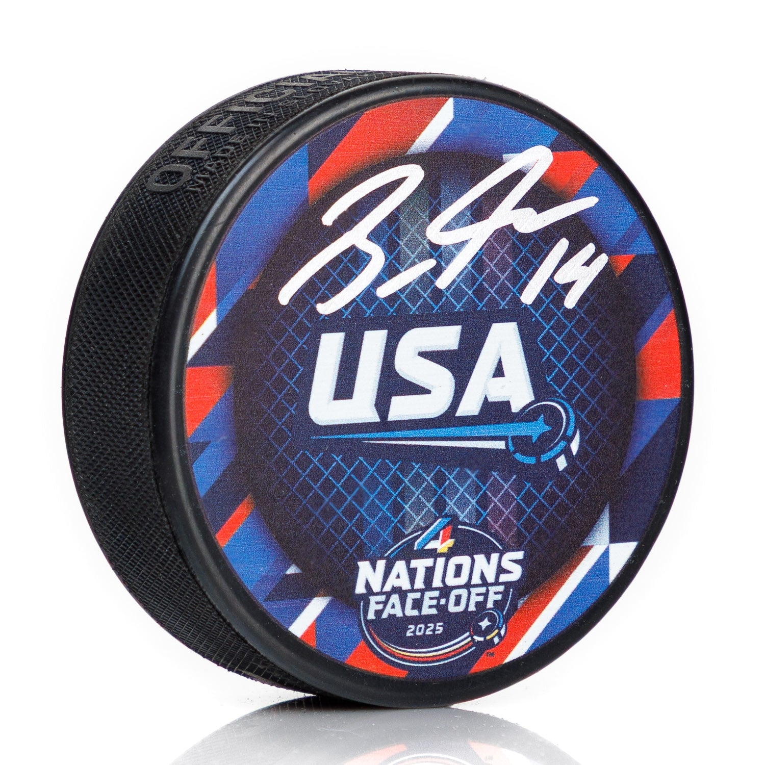 Brock Faber Signed Team USA NHL 4 Nations Face-Off Hockey Puck