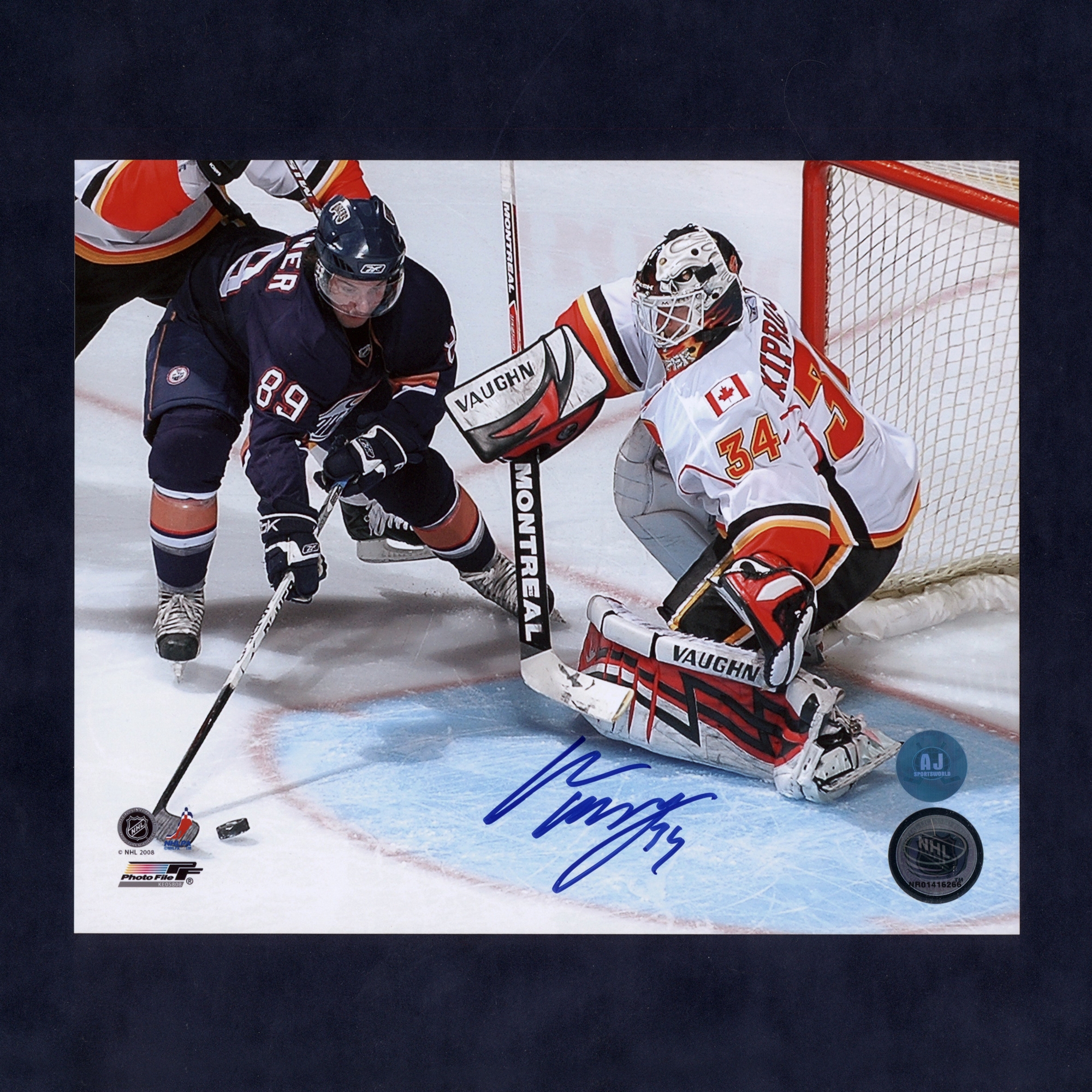 Miikka Kiprusoff Autographed Calgary Flames Goal Crease 8x10 Photo