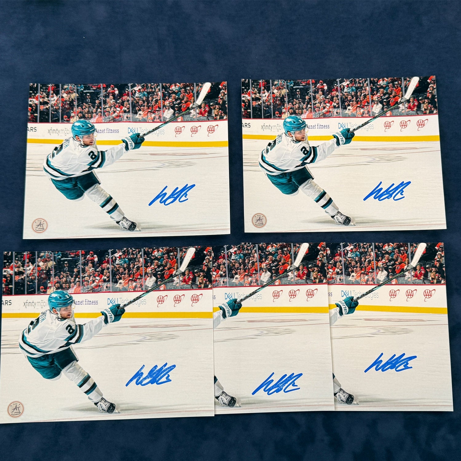 Lot Of 5 x Will Smith Signed San Jose Sharks Slapshot 8x10 Photos (Flawed)