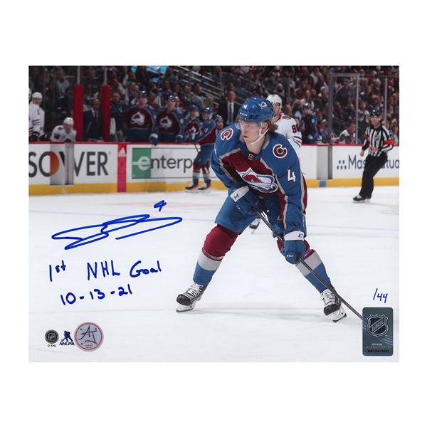 Bowen Byram Signed Colorado Avalanche First Goal 8x10 Photo