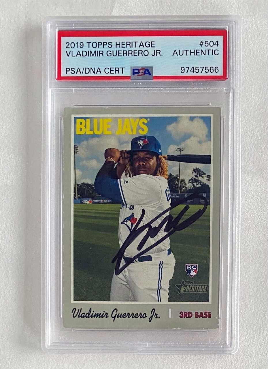 Autographed 2019 Topps Heritage #504 Vladimir Guerrero Jr. PSA Slabbed Card