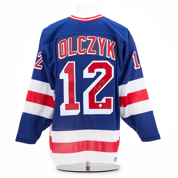 Ed Olczyk Autographed New York Rangers Vintage CCM Jersey