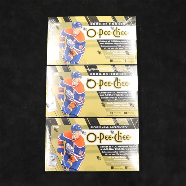 Lot Of 3 2023-24 O-Pee-Chee NHL Hockey Sealed Trading Card Boxes