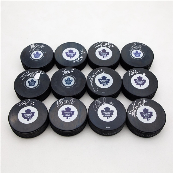 Lot Of 12 Autographed Toronto Maple Leafs Hockey Puck (Flawed)