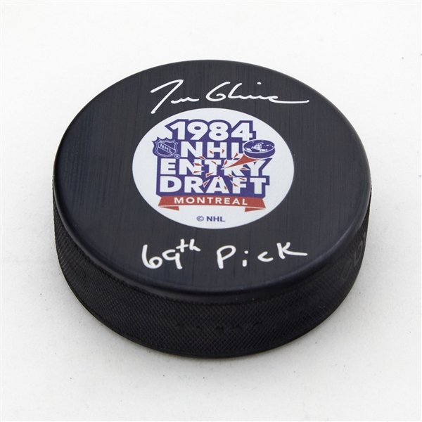 Tom Glavine Signed 1984 NHL Entry Draft Puck with 69th Pick Note