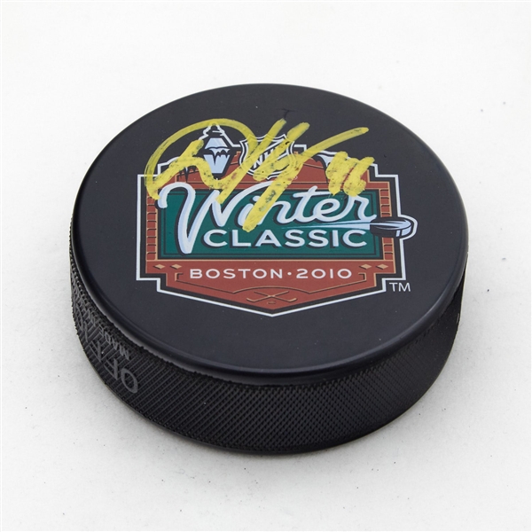 David Krejci Signed Boston Bruins 2010 Winter Classic Souvenir Puck (Flawed)