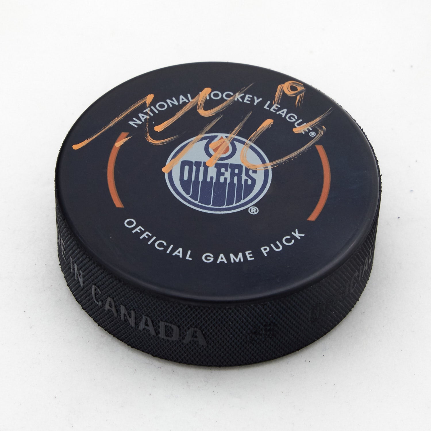 Adam Henrique Autographed Edmonton Oilers Official Game Puck (Flawed)