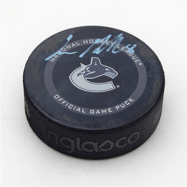 Conor Garland Signed Vancouver Canucks Official Game Puck (Flawed)