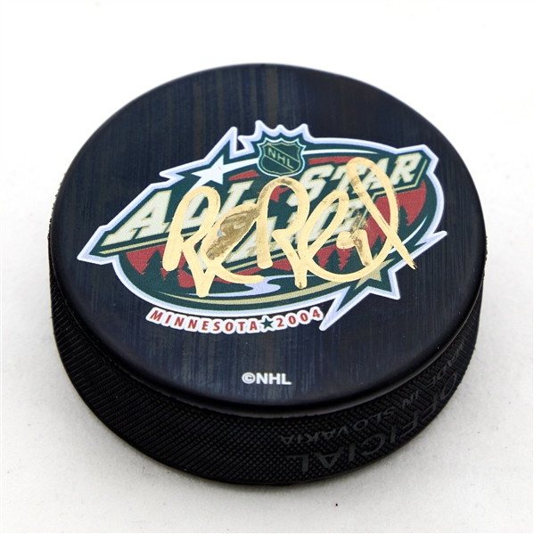 Rob Blake Signed 2004 NHL All-Star Game Hockey Puck (Flawed)