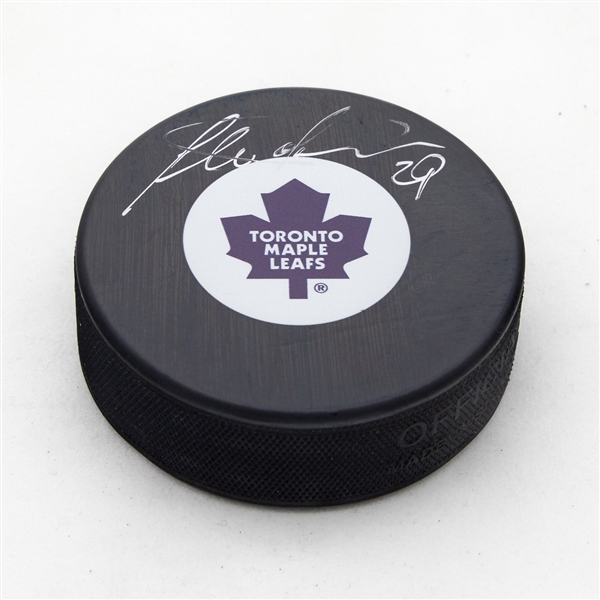 Felix Potvin Autographed Toronto Maple Leafs Retro Logo Puck (Flawed)