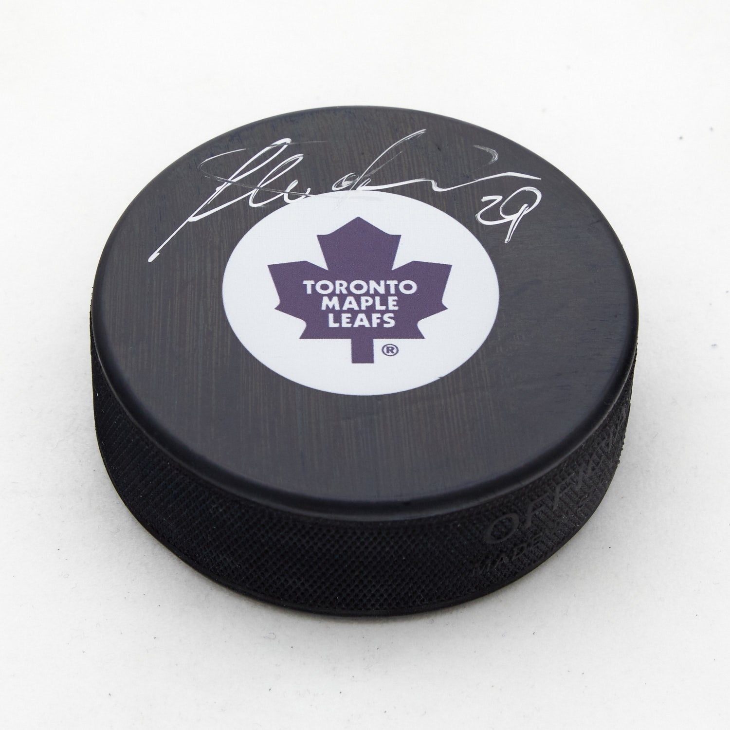 Felix Potvin Autographed Toronto Maple Leafs Retro Logo Puck (Flawed)