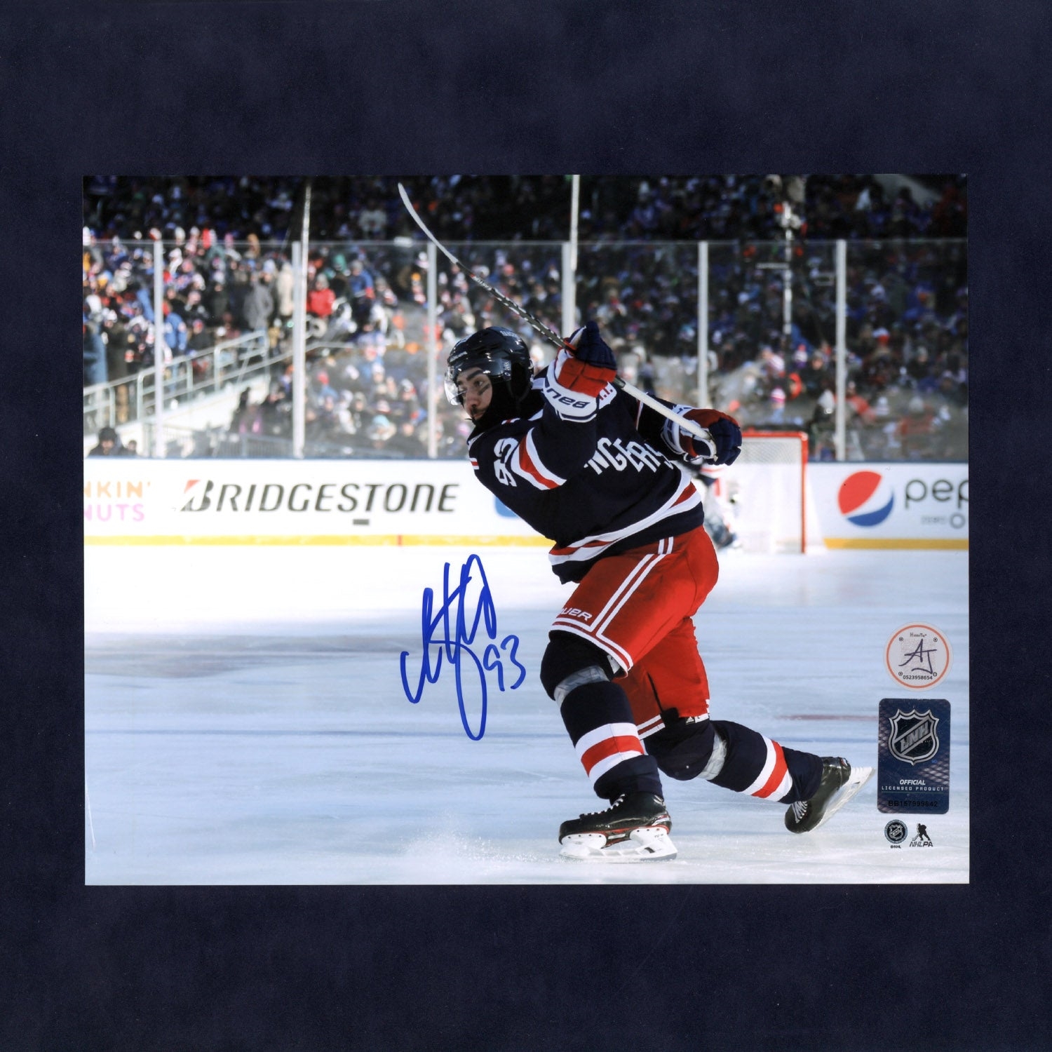 Mika Zibanejad Signed New York Rangers Stadium Series 8x10 Photo (Flawed)