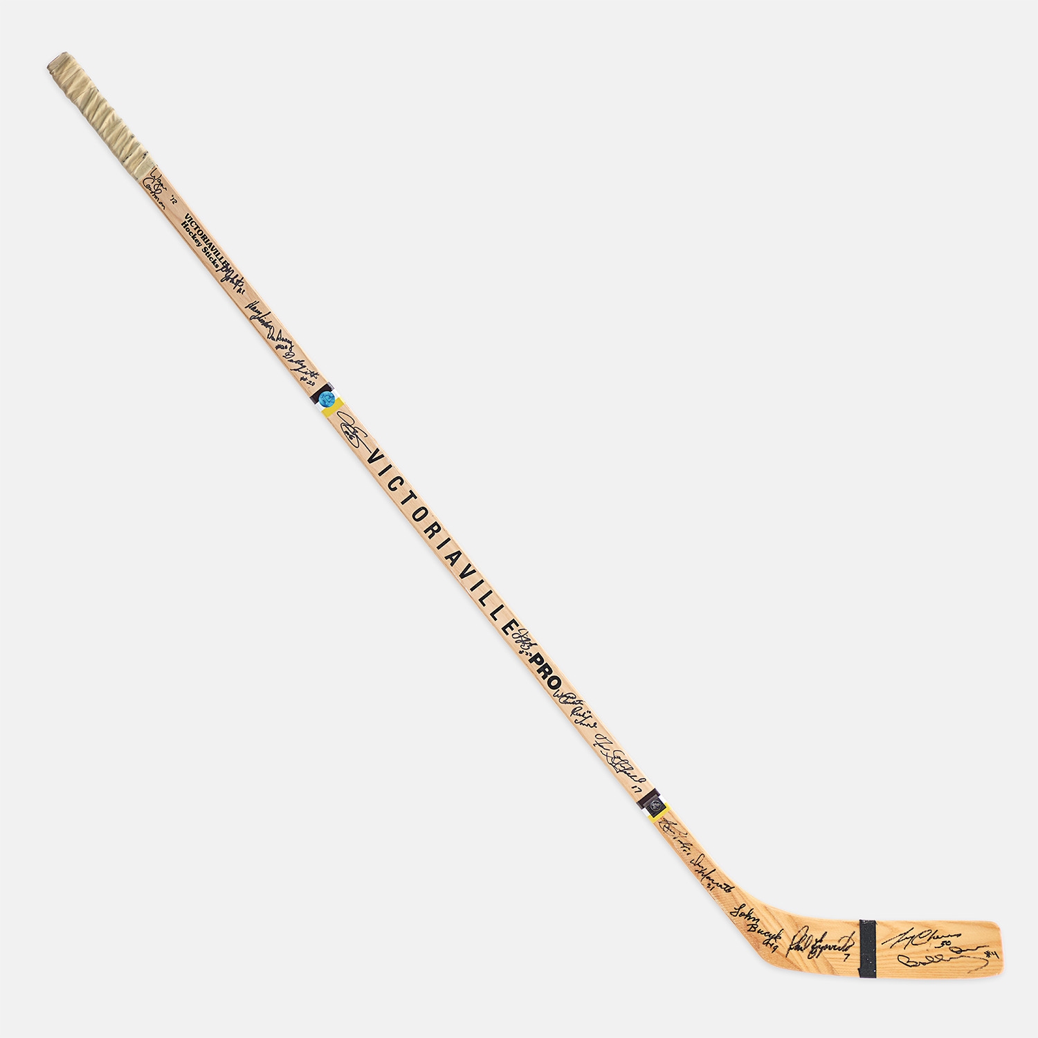 Boston Bruins 16 Player Stanley Cup Team Signed Bobby Orr Hockey Stick