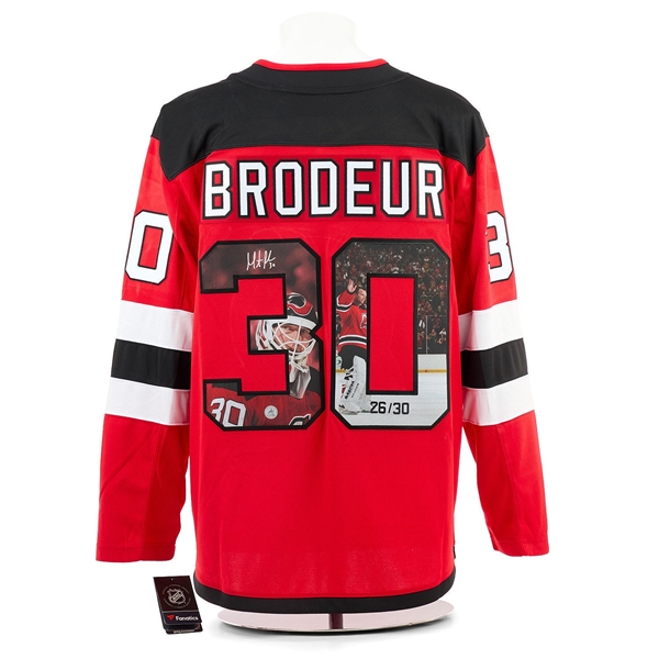 Martin Brodeur Signed New Jersey Devils Goalie Art Jersey #26/30