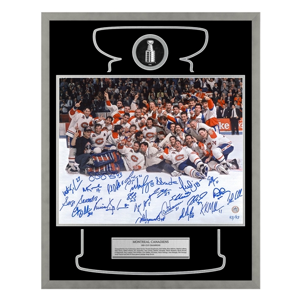 Montreal Canadiens 23 Player Team Signed 1993 Cup Champions 24x30 Frame #93/93