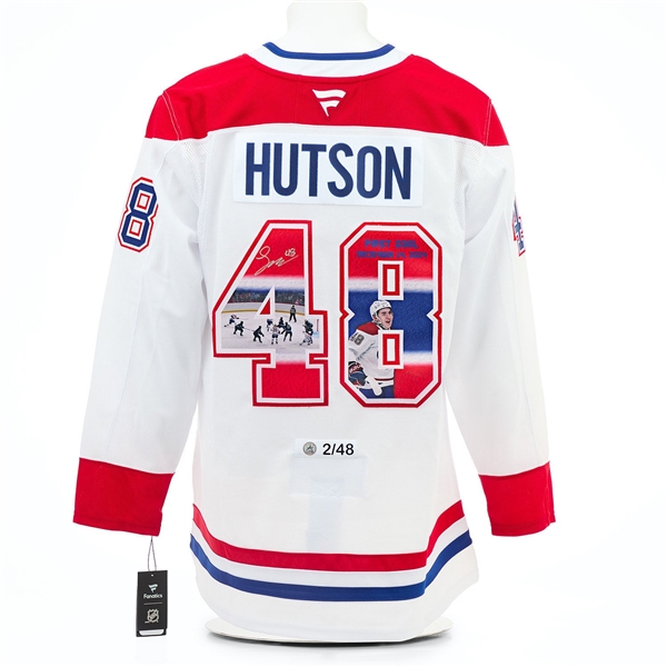 Lane Hutson Signed Montreal Canadiens First Career Goal Art Jersey #2/48