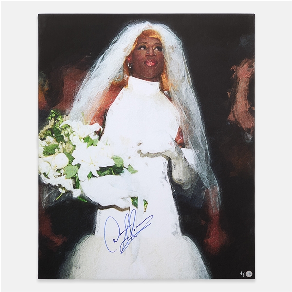 Dennis Rodman Autographed Wedding Dress 26x32 Art Canvas #5/5