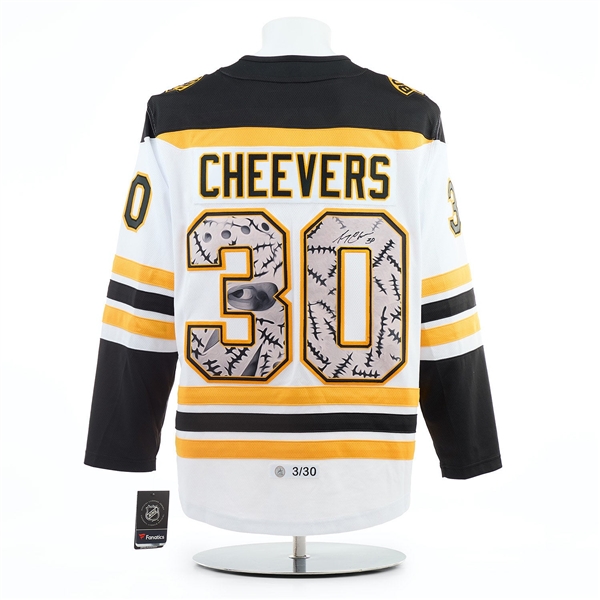 Gerry Cheevers Signed Boston Bruins Stitched Mask Art Jersey #3/30