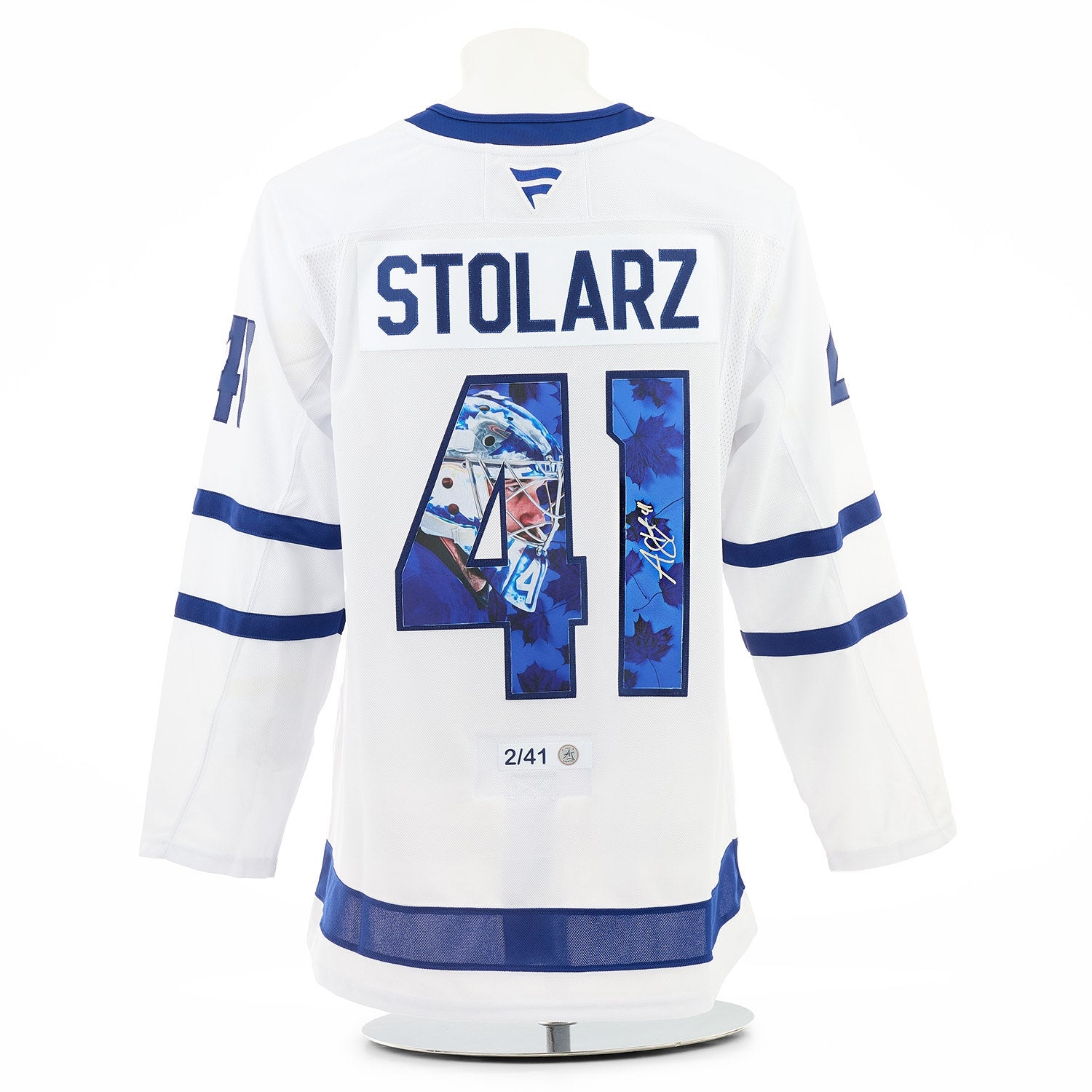 Anthony Stolarz Signed Toronto Maple Leafs Goalie Profile Art Jersey #2/41
