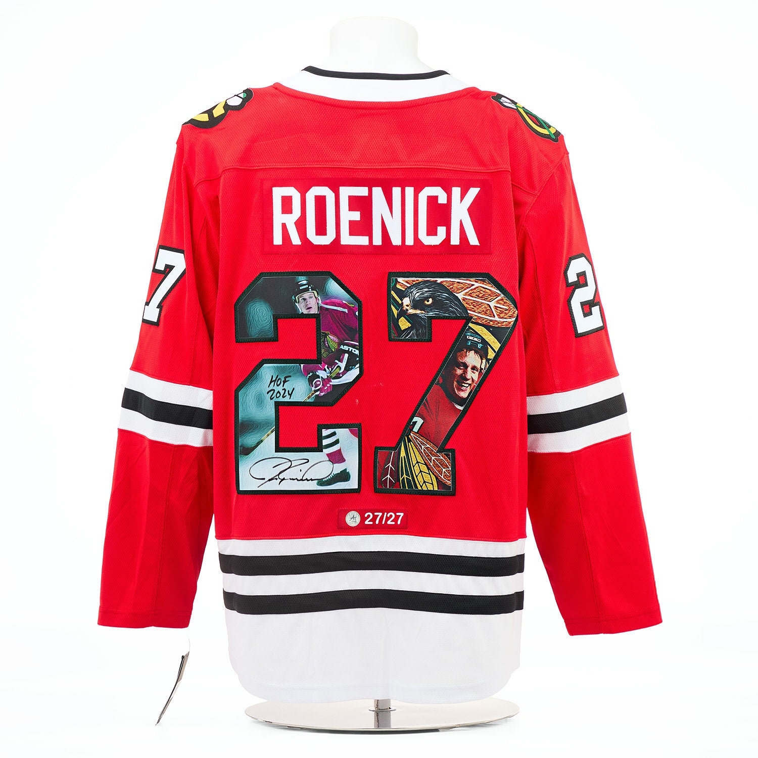 Jeremy Roenick Signed Chicago Blackhawks Graphic Art Fanatics Jersey #27/27