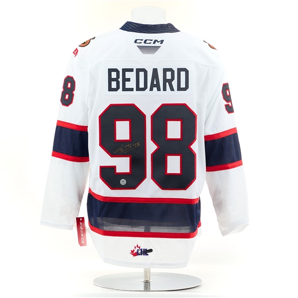 Connor Bedard Signed Regina Pats White Replica CCM Hockey Jersey (Flawed)