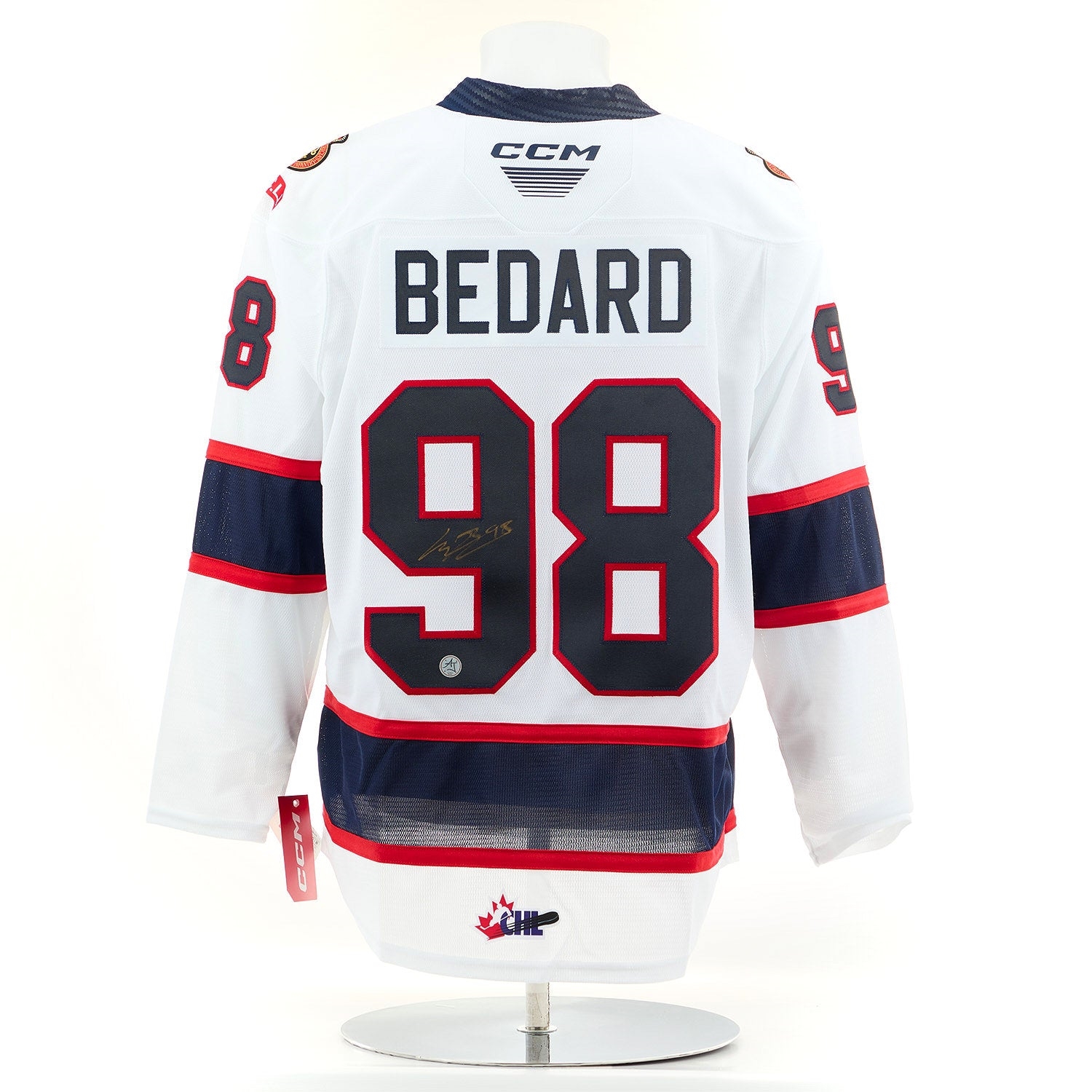 Connor Bedard Signed Regina Pats White Replica CCM Hockey Jersey (Flawed)