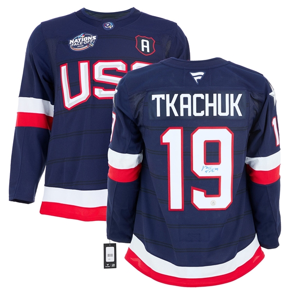 Matthew Tkachuk Signed Team USA 4 Nations Face-Off Fanatics Premium Jersey
