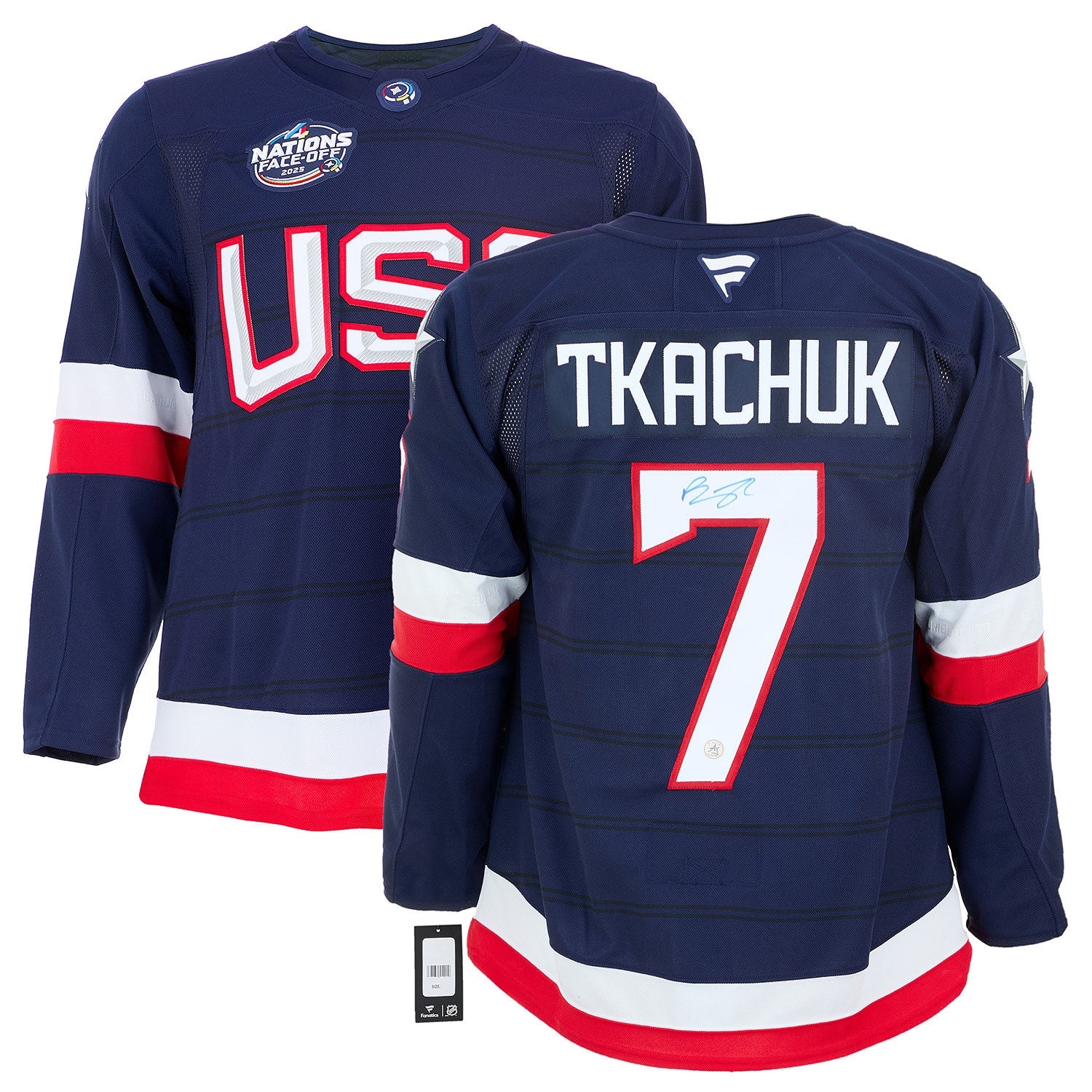 Brady Tkachuk Signed Team USA 4 Nations Face-Off Fanatics Premium Jersey