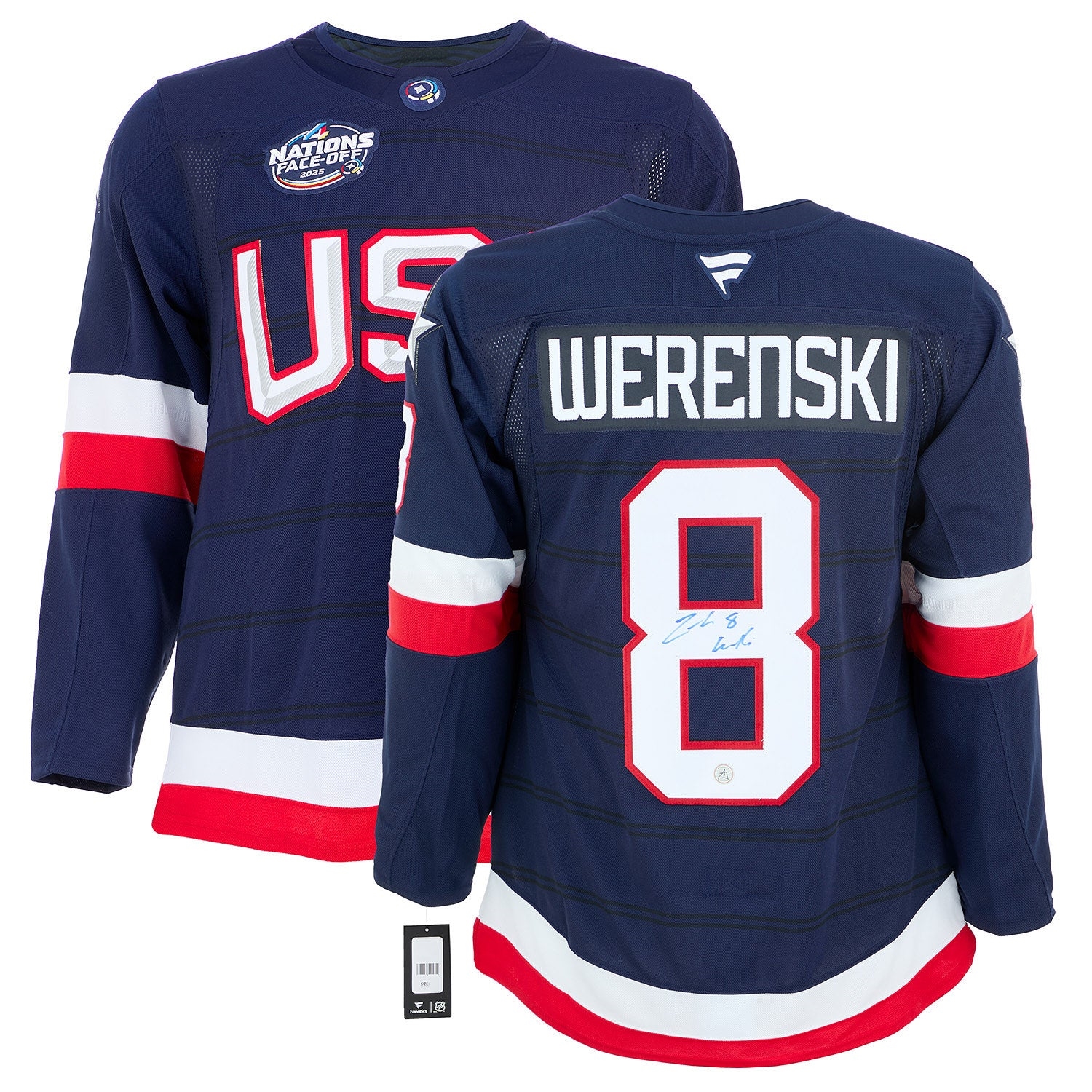 Zach Werenski Signed Team USA 4 Nations Face-Off Fanatics Premium Jersey