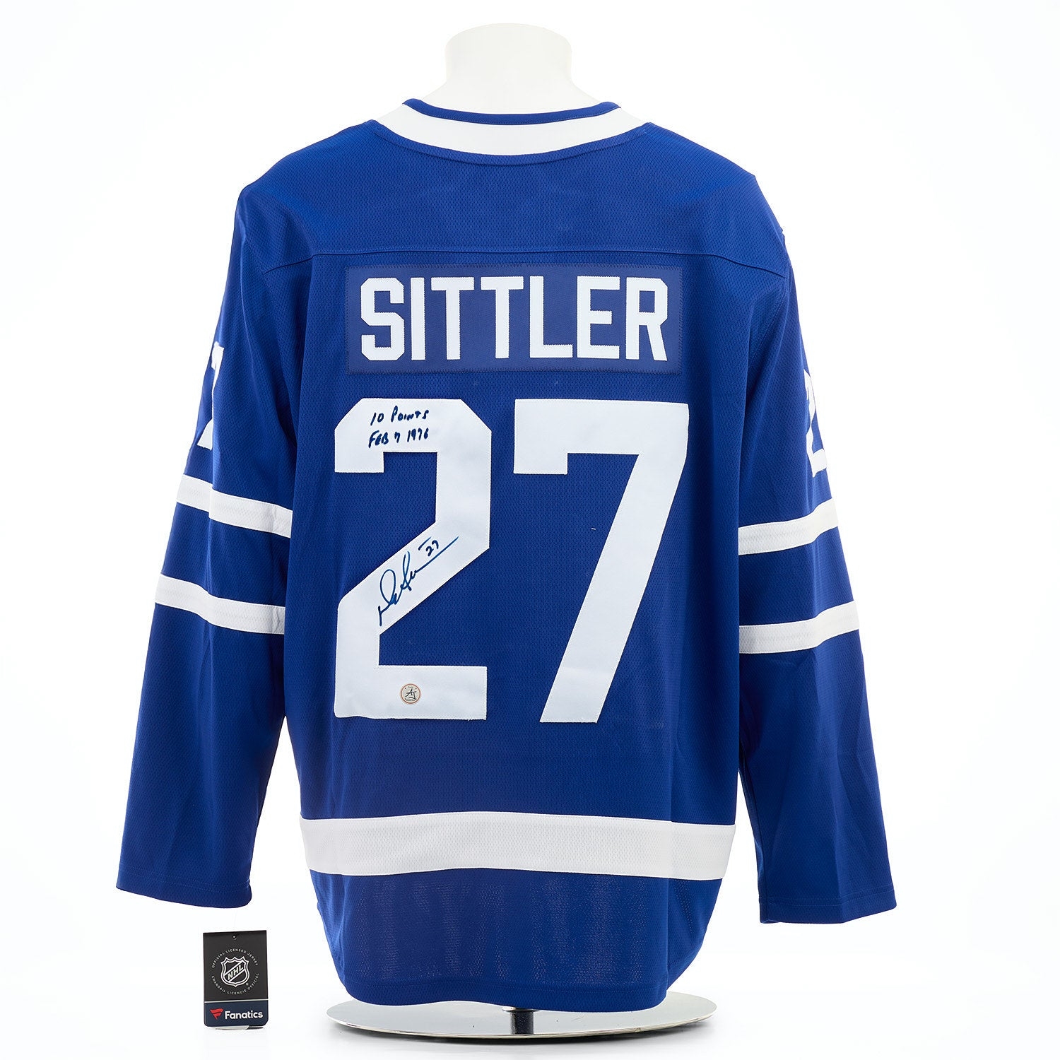 Darryl Sittler Toronto Maple Leafs Signed & Dated 10 Point Night Jersey (Flawed)