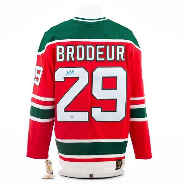Martin Brodeur Signed New Jersey Devils Rookie Fanatics Retro Jersey (Flawed)