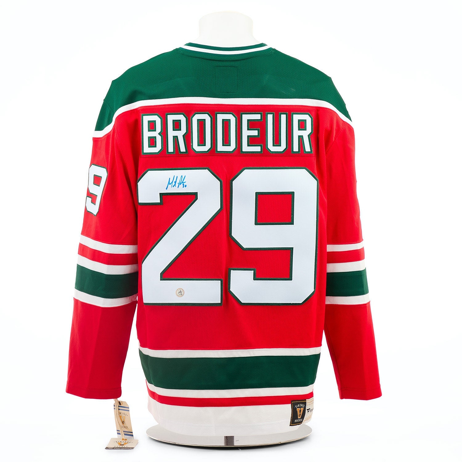 Martin Brodeur Signed New Jersey Devils Rookie Fanatics Retro Jersey (Flawed)