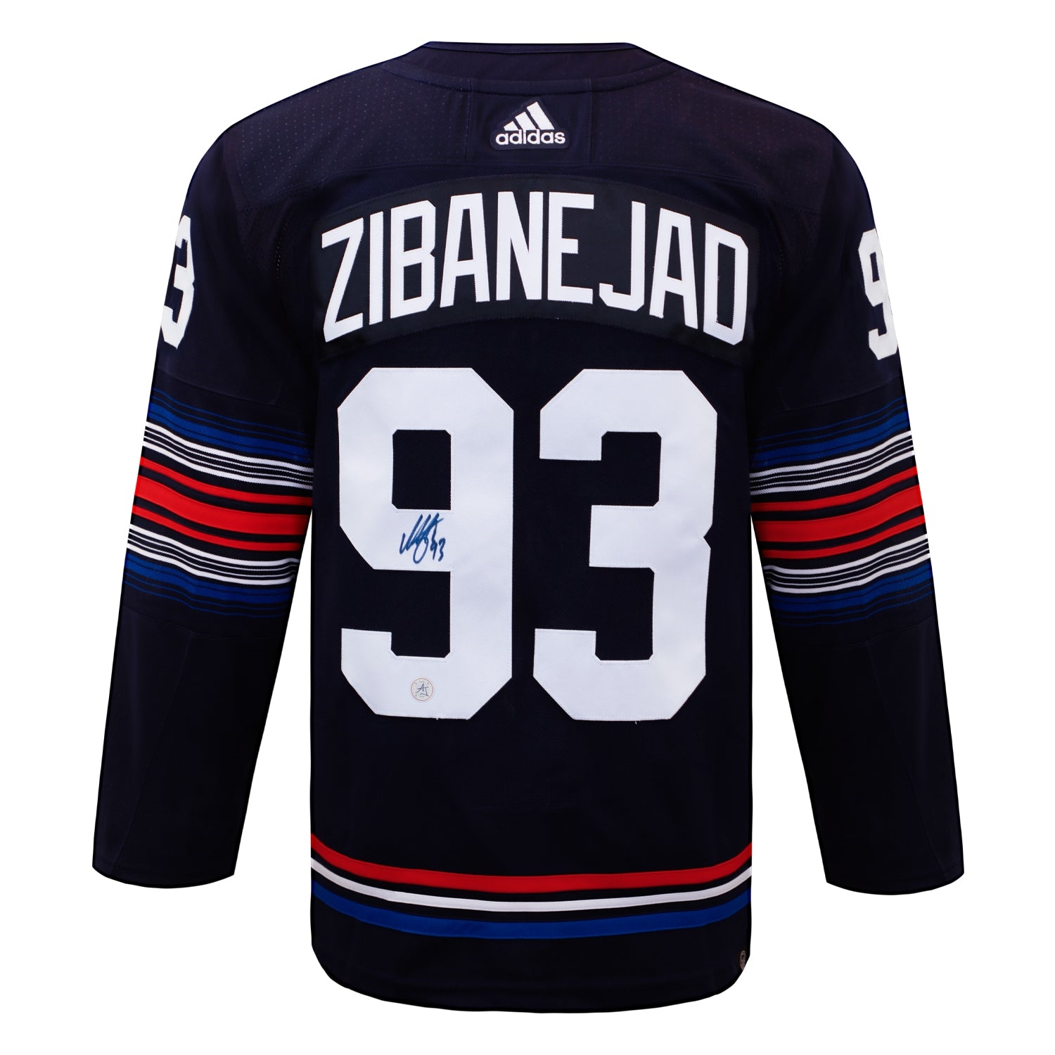 Mika Zibanejad Signed New York Rangers Alt Crest adidas Jersey