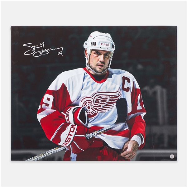 Steve Yzerman Detroit Red Wings Signed 26x32 Art Canvas (Flawed)