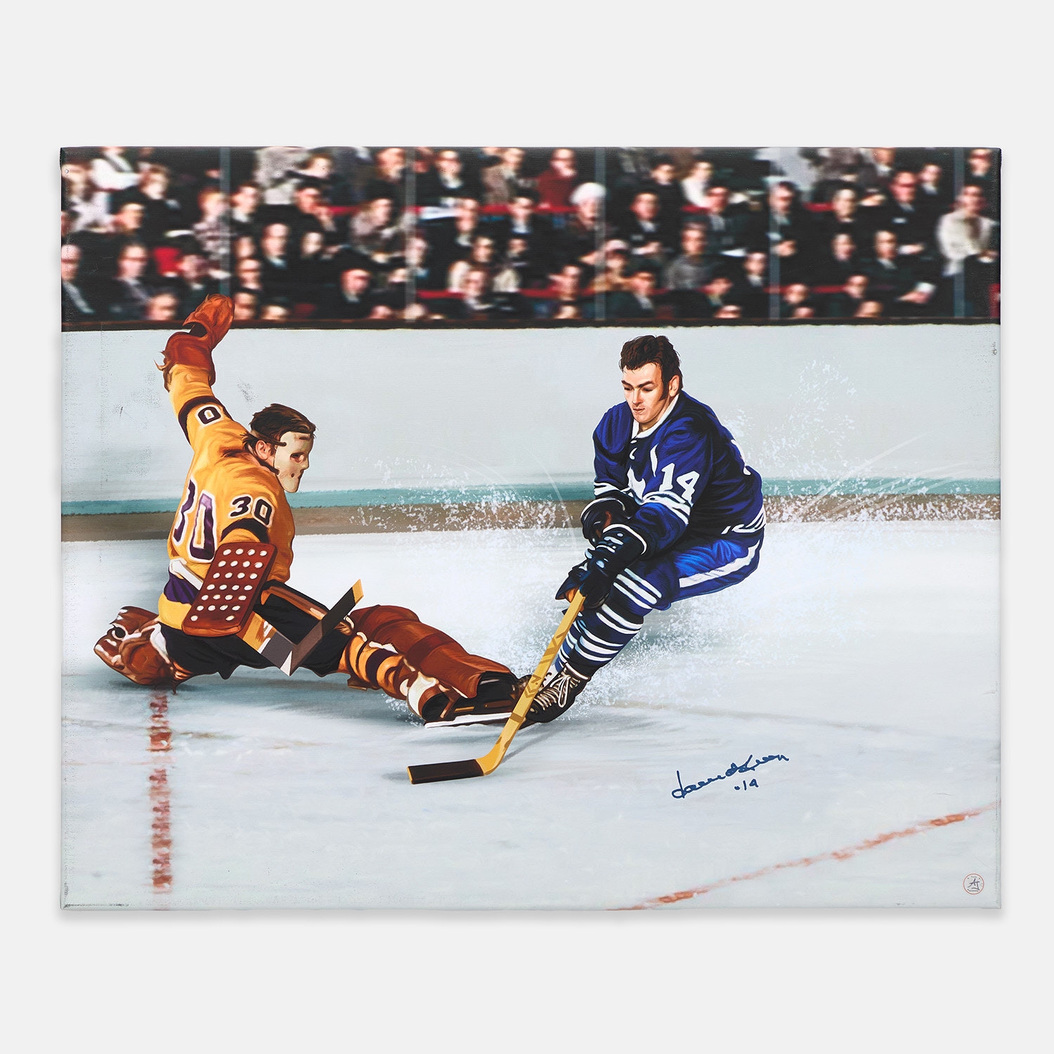 Dave Keon Signed Toronto Maple Leafs 26x32 Art Canvas (Flawed)
