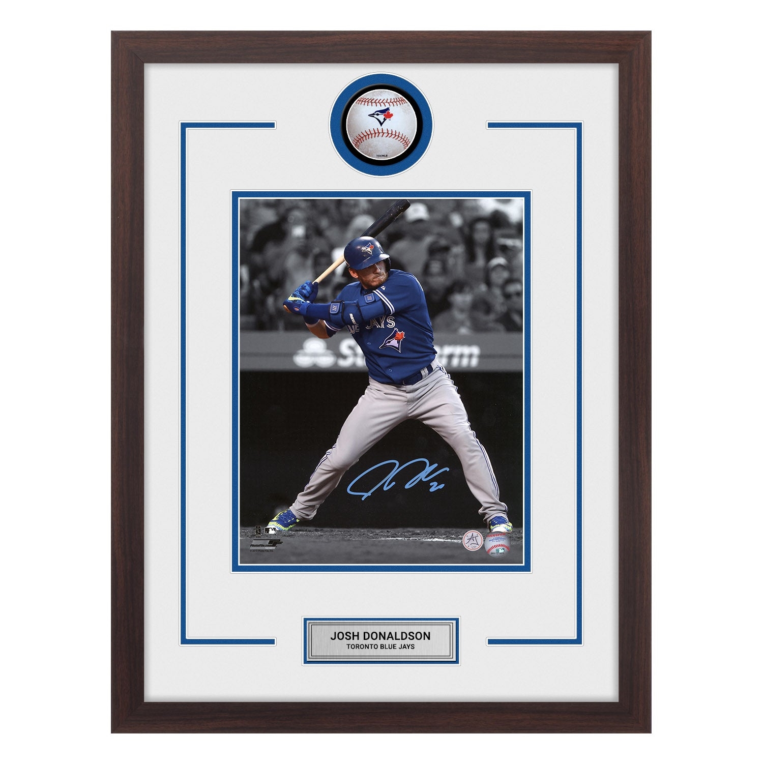 Josh Donaldson Autographed Toronto Blue Jays Baseball Logo 20x26 Frame