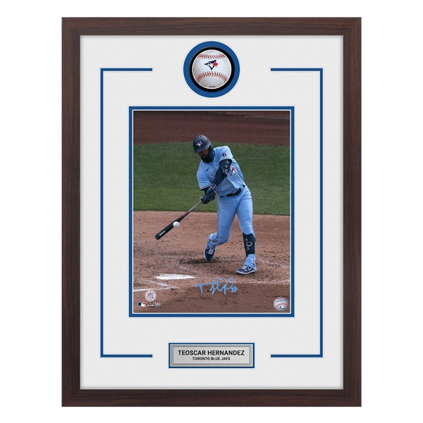 Teoscar Hernandez Autographed Toronto Blue Jays Baseball Logo 20x26 Frame