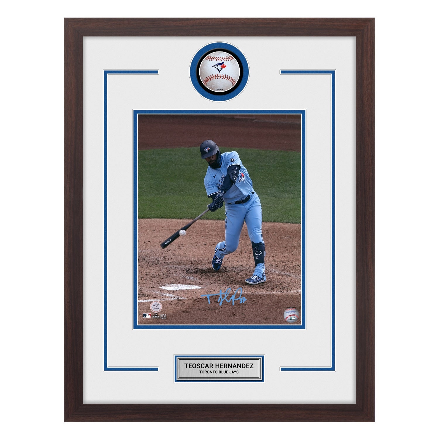 Teoscar Hernandez Autographed Toronto Blue Jays Baseball Logo 20x26 Frame